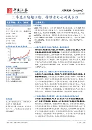 三季度业绩超预期，持续看好公司成长性