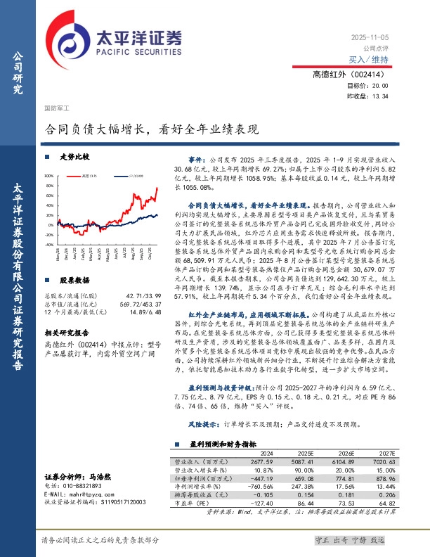 合同负债大幅增长，看好全年业绩表现
