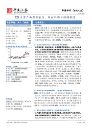 Q3主营产品盈利承压，新材料项目持续推进