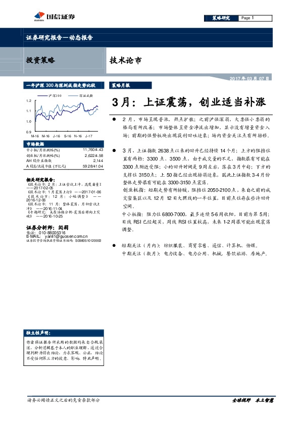3月:上证震荡,创业适当补涨