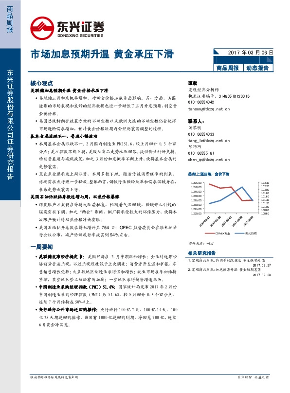 市场加息预期升温 黄金承压下滑