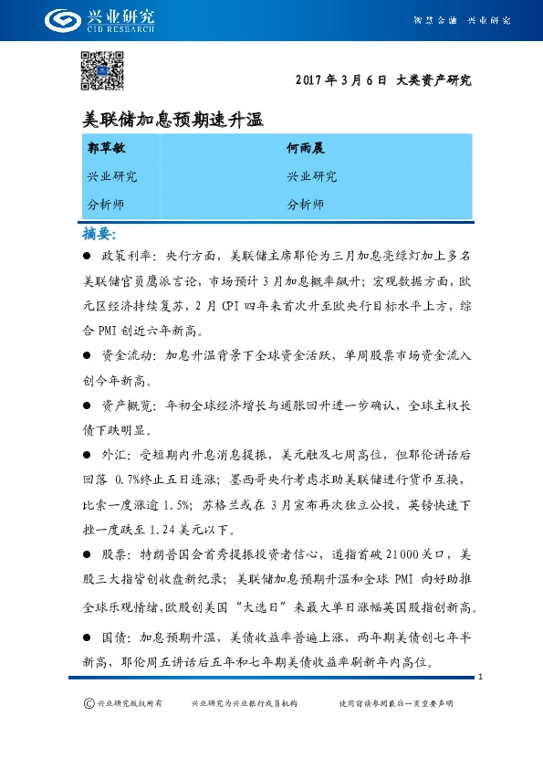 大类资产研究:美联储加息预期速升温
