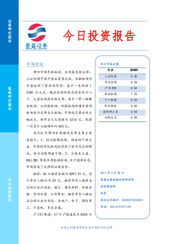今日投资报告
