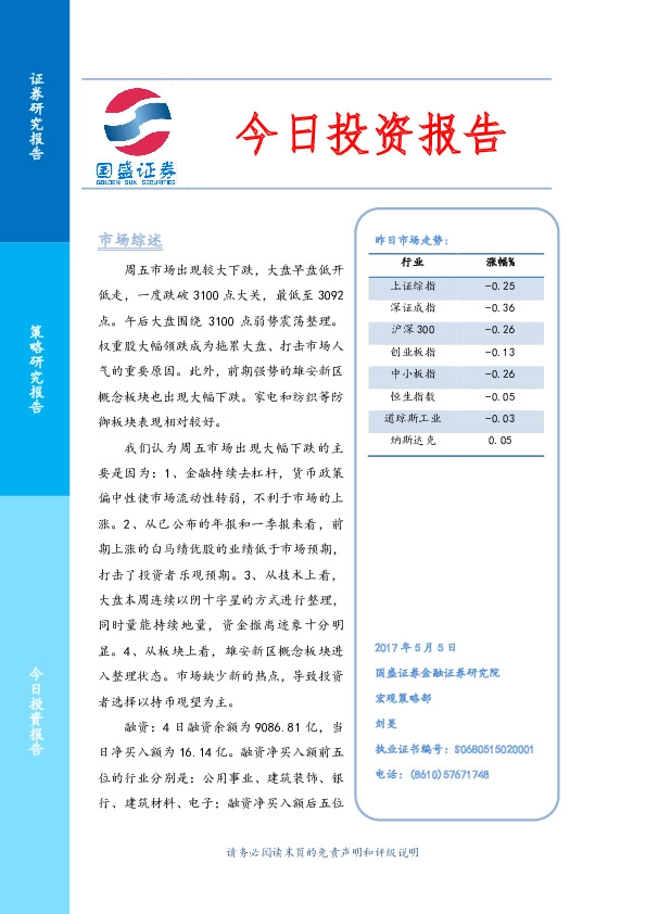 今日投资报告