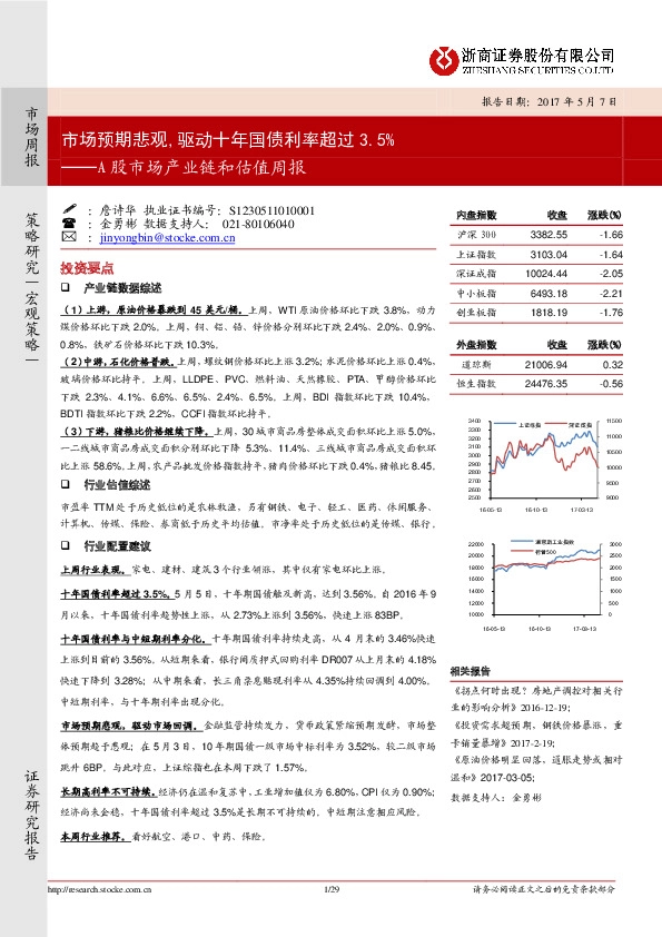 A股市场产业链和估值周报:市场预期悲观,驱动十年国债利率超过3.5%