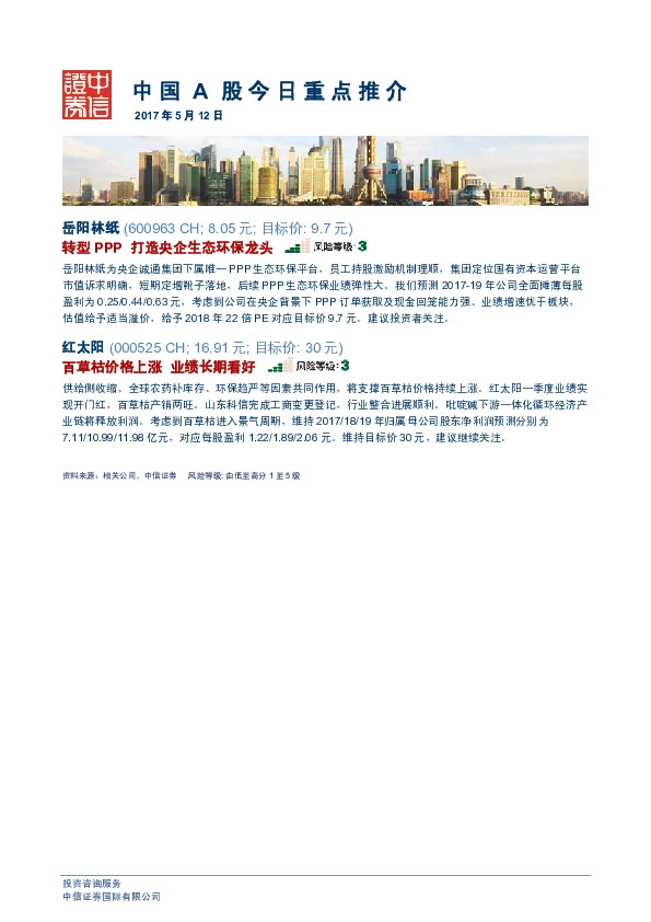 中国A股今日重点推介