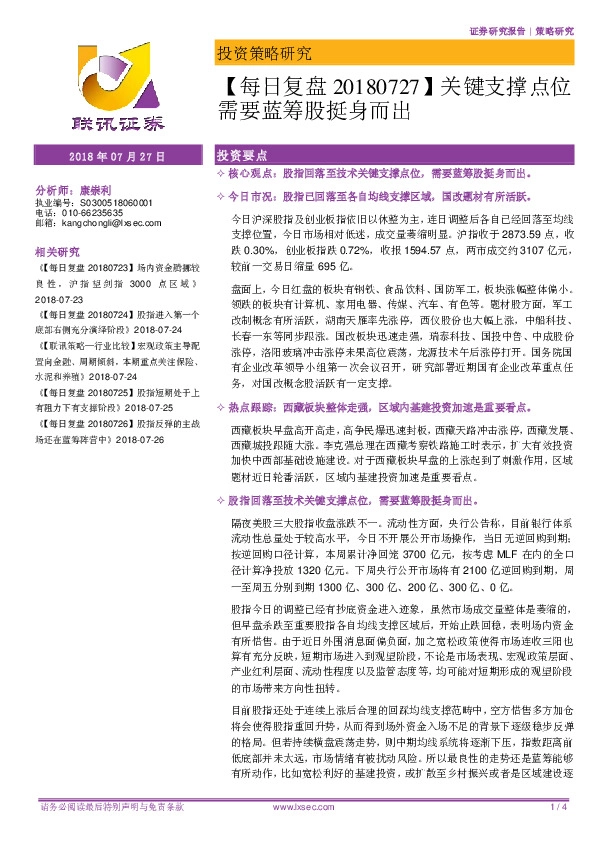 【每日复盘】关键支撑点位需要蓝筹股挺身而出