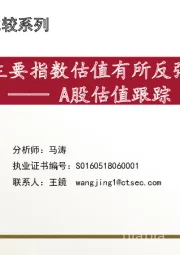 A股估值跟踪：主要指数估值有所反弹