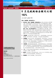 行业景气跟踪18：6月免税购物金额同比增192%