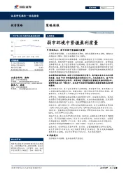 策略周报：弱市环境中紧握盈利质量
