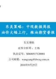 东吴策略：中观数据周报：油价大幅上行，粮油期货普涨