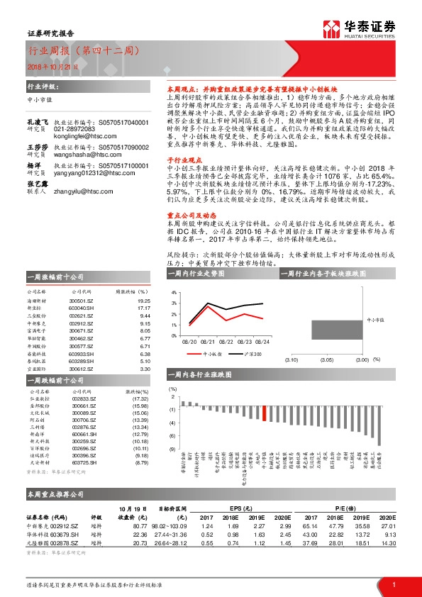 中小市值行业周报（第四十二周）
