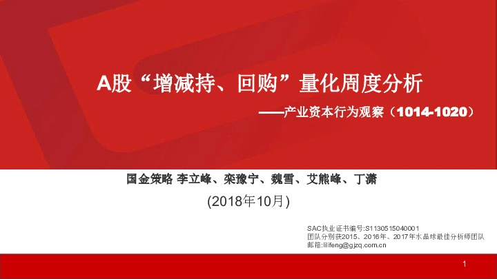 产业资本行为观察：A股“增减持、回购”量化周度分析