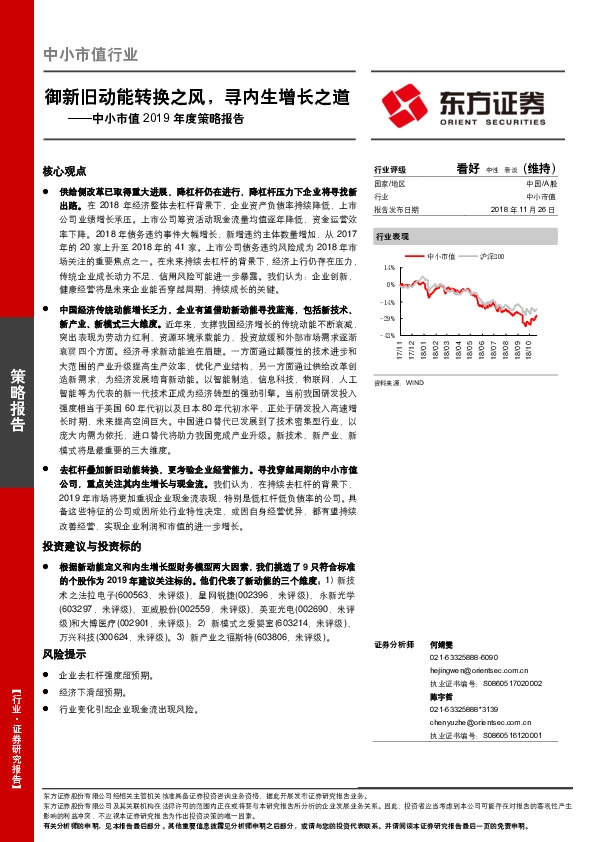 中小市值2019年度策略报告：御新旧动能转换之风，寻内生增长之道