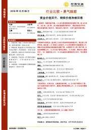 行业比较·景气跟踪：黄金价格回升，钢铁价格持续回落