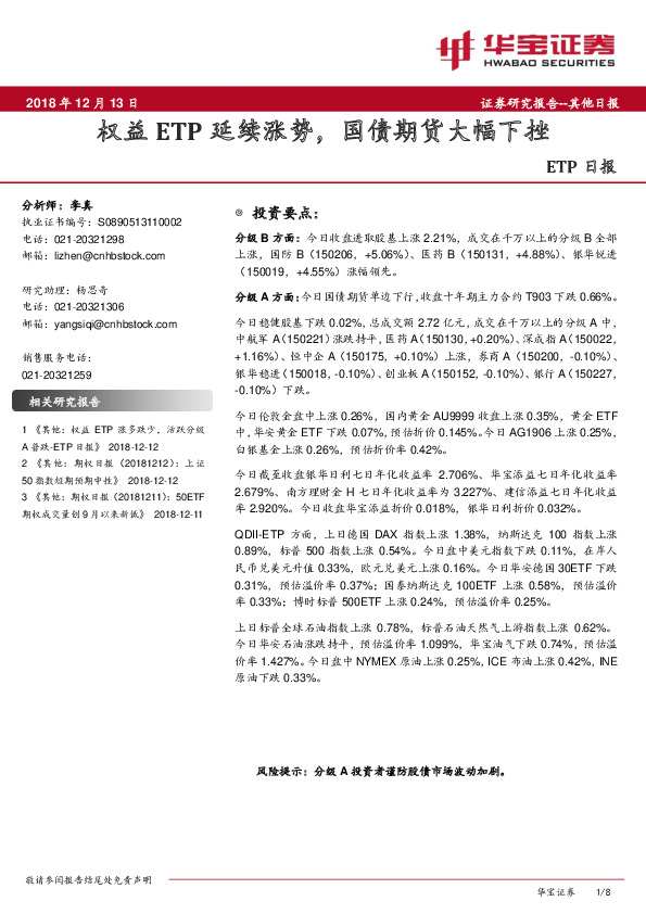 ETP日报：权益ETP延续涨势，国债期货大幅下挫