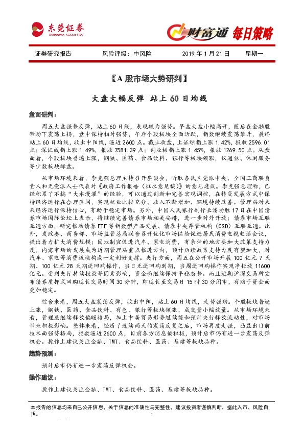 财富通每日策略