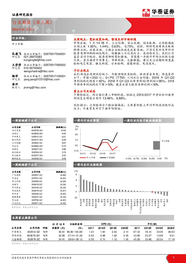 中小市值行业周报(第三周)