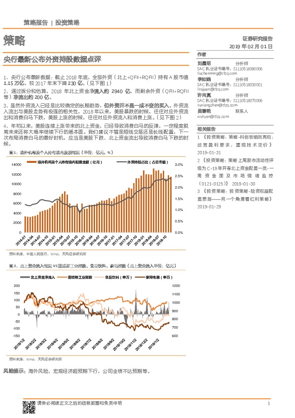 策略：央行最新公布外资持股数据点评