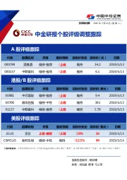 中金研报个股评级调整跟踪