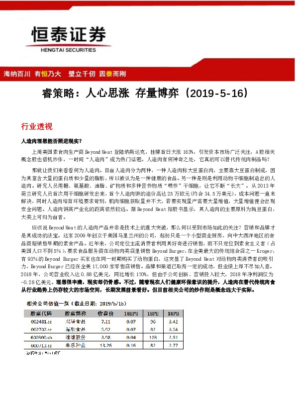 睿策略：人心思涨 存量博弈