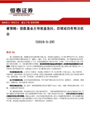 睿策略：指数基金主导尾盘急拉，后续或仍有两次机会