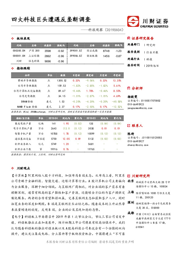 科技观察：四大科技巨头遭遇反垄断调查
