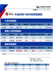 中金研报个股评级调整跟踪