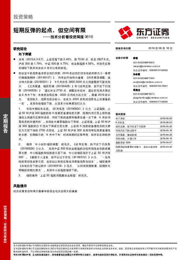 技术分析看投资周报：短期反弹的起点，但空间有限