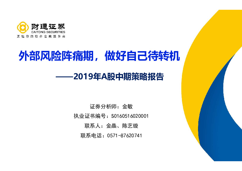2019年A股中期策略报告：外部风险阵痛期，做好自己待转机