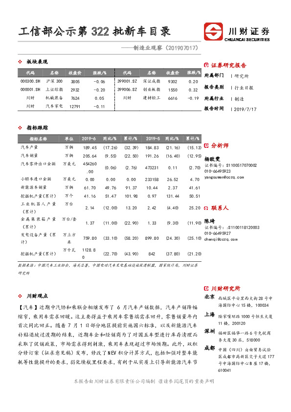 制造业观察：工信部公示第322批新车目录