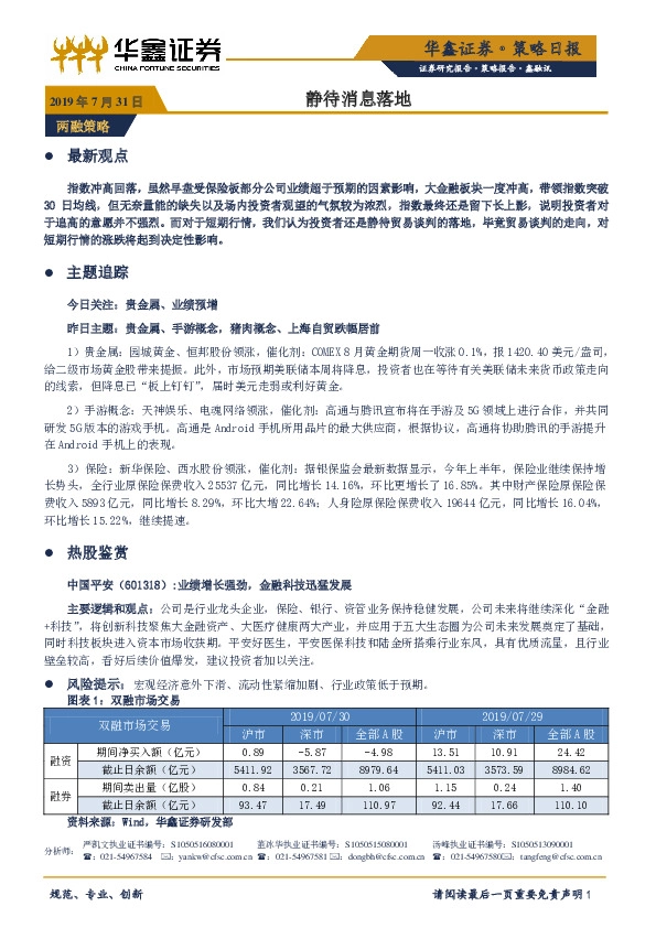 策略日报：静待消息落地