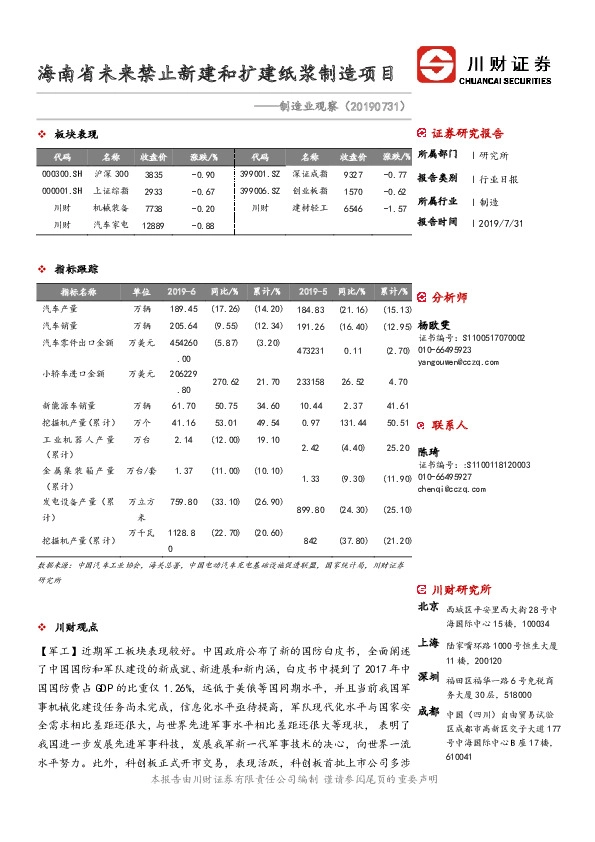 制造业观察：海南省未来禁止新建和扩建纸浆制造项目