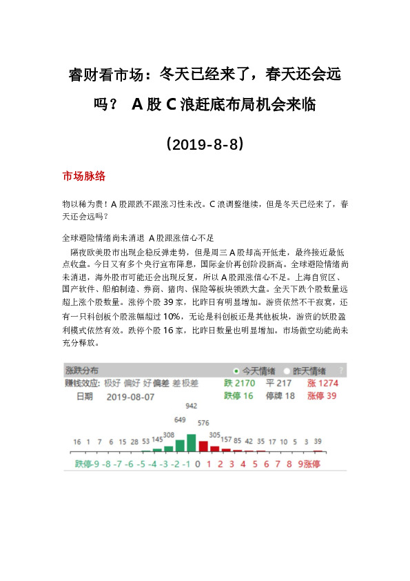 睿财看市场：冬天已经来了，春天还会远吗？A股C浪赶底布局机会来临