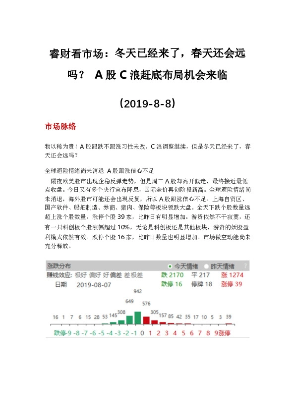 睿财看市场：冬天已经来了，春天还会远吗？A股C浪赶底布局机会来临