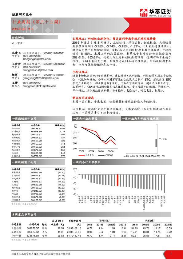 中小市值行业周报（第三十二周）