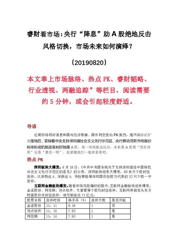 睿财看市场：央行“降息”助A股绝地反击风格切换，市场未来如何演绎？