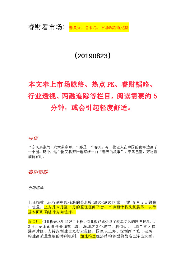 睿财看市场：春风来，雪未尽，市场蹒跚犹迟疑