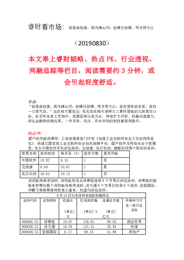 睿财看市场：他强由他强，清风拂山冈；他横任他横，明月照大江