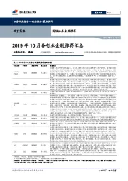 金股推荐：2019年10月各行业金股推荐汇总