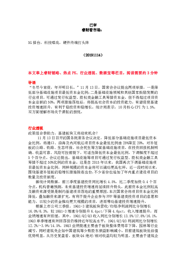 睿财看市场：5G搭台，科技唱戏，硬件终端打头阵