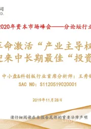 2020年资本市场峰会——分论坛行业策略报告：注册制革命激活“产业主导权”定价，中小创迎来中长期最佳“投资时间窗”