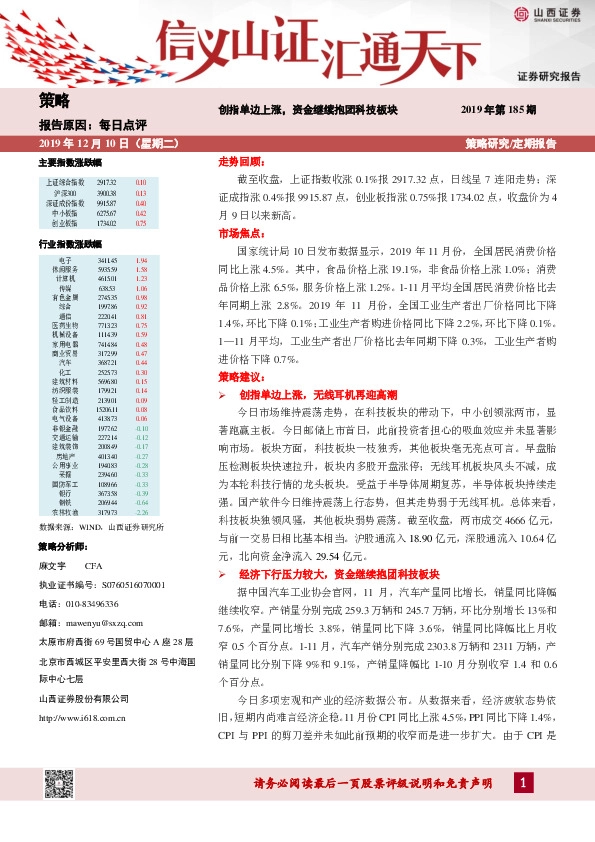 每日点评：创指单边上涨，资金继续抱团科技板块