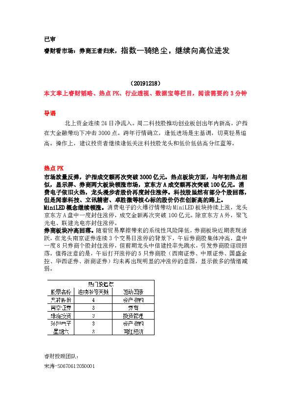 睿财看市场：券商王者归来，指数一骑绝尘，继续向高位进发