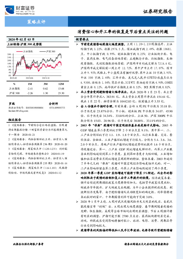 策略点评：消费信心和开工率的恢复是节后重点关注的问题