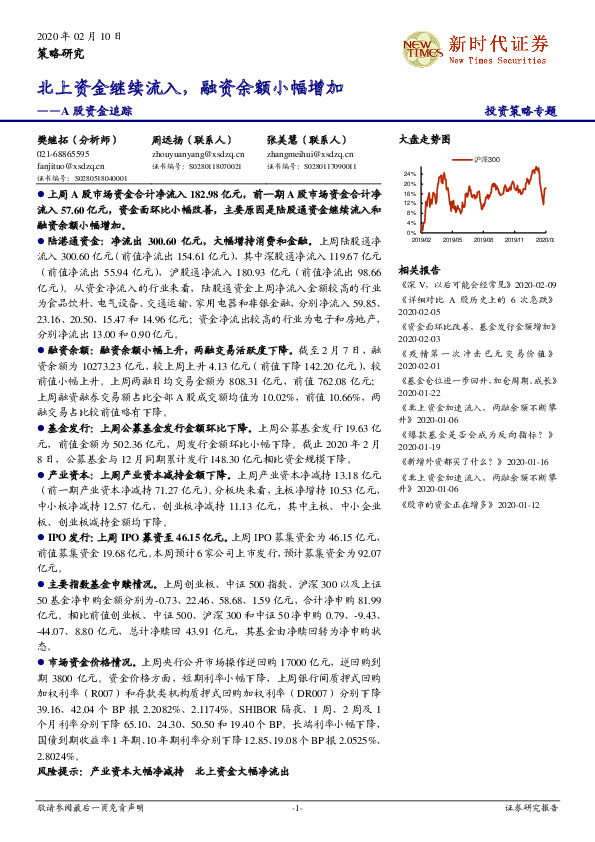 A股资金追踪：北上资金继续流入，融资余额小幅增加