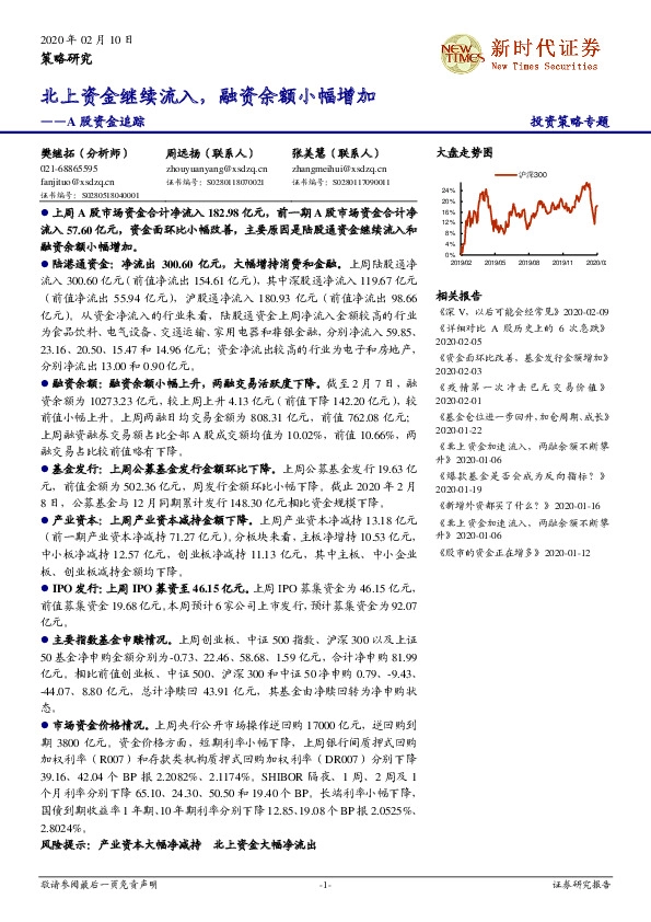 A股资金追踪：北上资金继续流入，融资余额小幅增加