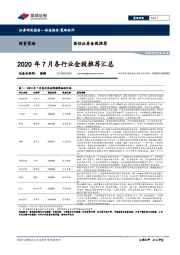 2020年7月各行业金股推荐汇总
