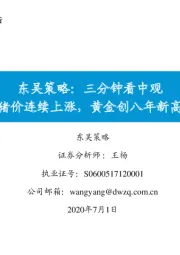 东吴策略：三分钟看中观：猪价连续上涨，黄金创八年新高