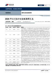2020年8月各行业金股推荐汇总